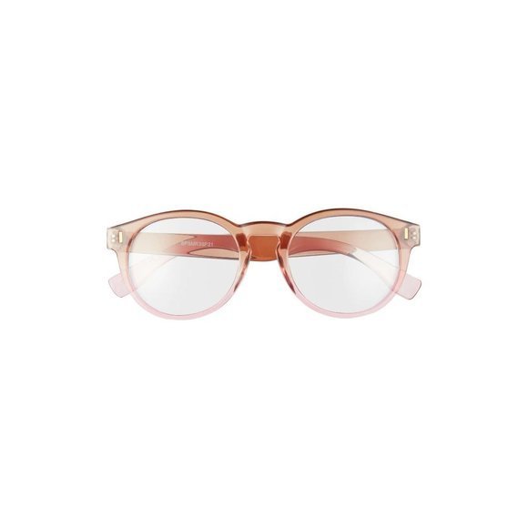 BP. Nordstrom 58mm Round Ombre Blue Light Blocking Glasses in Nude - Picture 2 of 5
